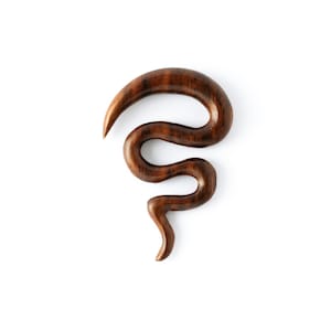 Wood serpentine ear stretcher, tribal gauge earrings for stretched ears 3mm/8g - 8mm/0g organic ear gauges, gauge jewelry, PRICE PER SINGLE