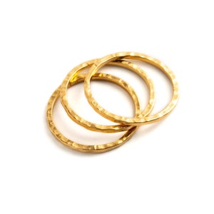 24K Gold hammered stacking ring, skinny thin flat gold band ring, minimalist dainty gold ring for women, unique conceptual boho jewelry