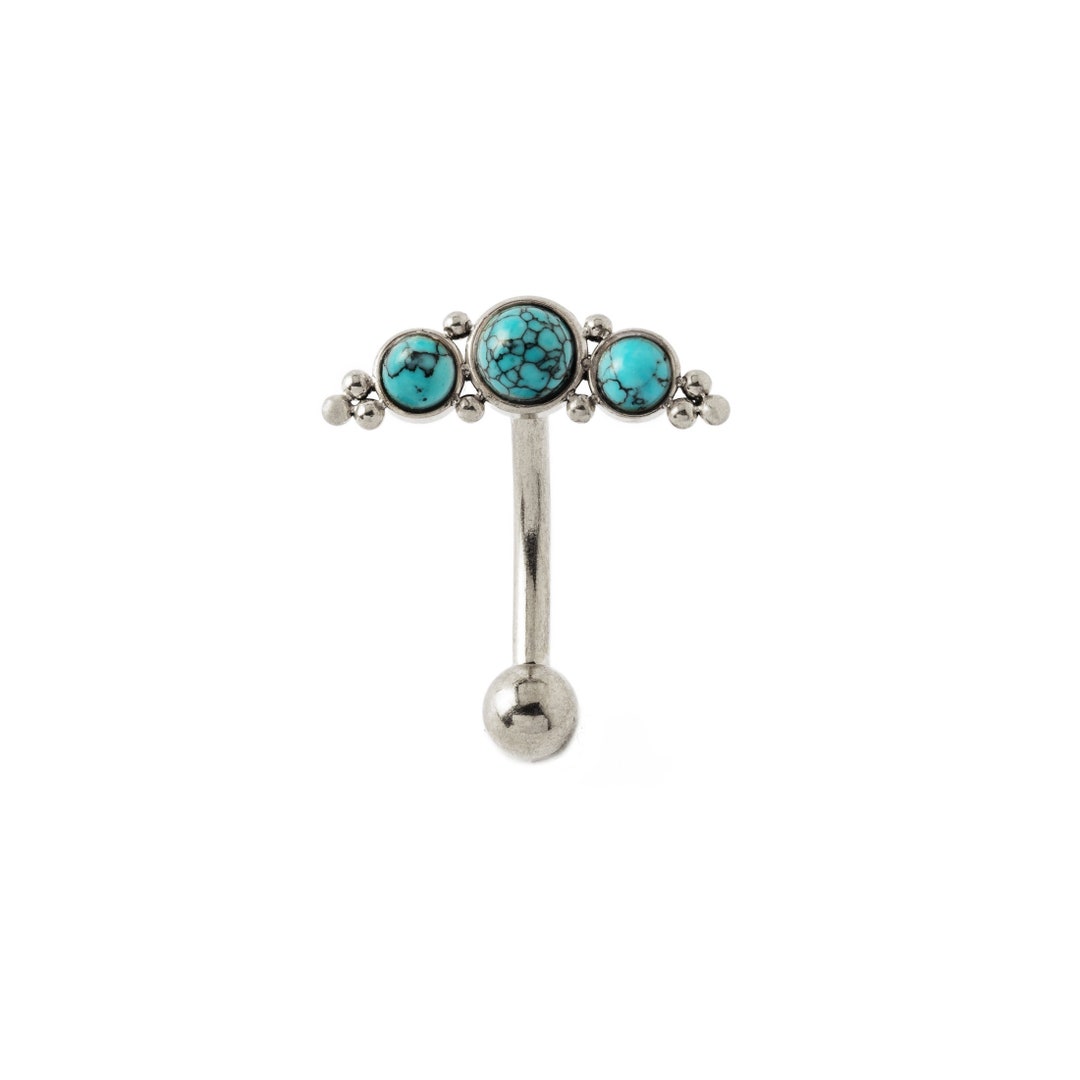 Deva I Floating Navel Piercing Bar With Turquoise Surgical Etsy