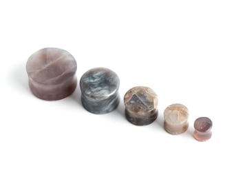 Lavender stone plugs, double flare ear gauges 4mm (6g) - 25mm (1’’) organic natural plugs and tunnels, gauges jewelry