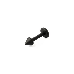 Labret à pointes noires, piercing à dos plat, filetage intérieur en acier chirurgical 1,2 mm (16 g) longueurs 6 mm, 8 mm, boucle d'oreille noire minimale vissée