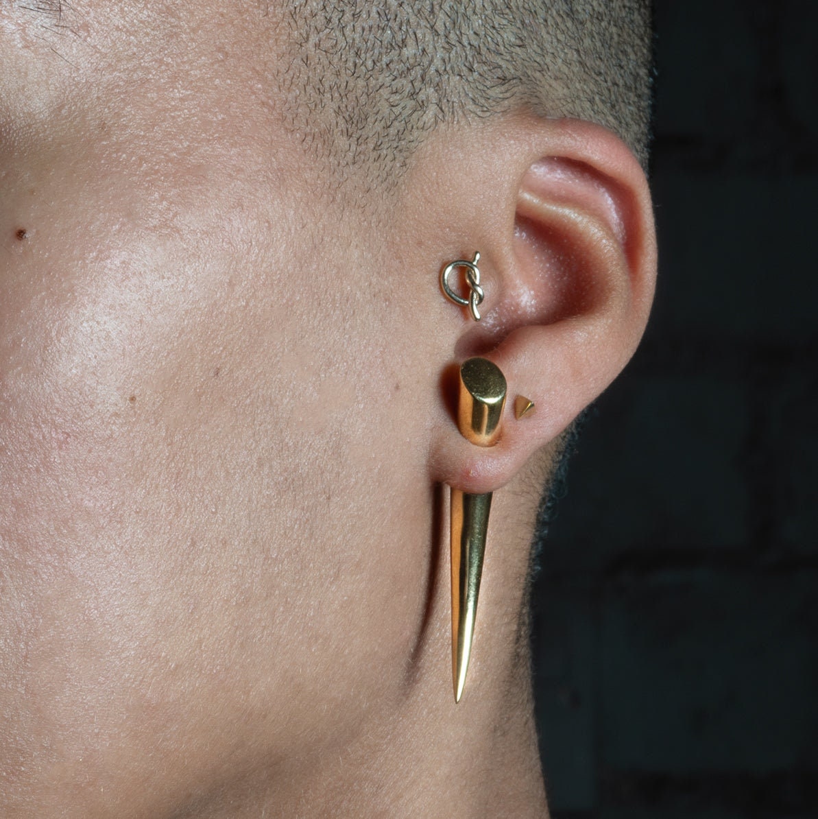 14K Gold Internally Threaded Replacement Flat Back Post, Gold / 16g: Most Cartilage Piercings / 8mm at Maison Miru