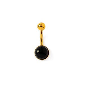 Złoty kolczyk do pępka z czarnym onyksem, stal chirurgiczna do piercingu brzucha 1,6 mm/14 g, czarny kolczyk do pępka z kamieniem szlachetnym, biżuteria do piercingu ciała