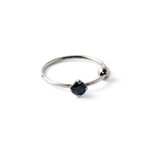 Anello per il naso in argento con zaffiro, anello piercing minimalista 0,6 mm/22 g, 8 mm, 10 mm, delicato anello per il naso con pietra preziosa, anelli per il naso e borchie