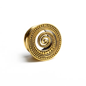 Spiral spheres plug tunnels, antique gold colour ear plugs gauges 6mm (2g) - 16mm (5/8&#39;&#39;), plugs and tunnels, gauge Jewelry,PRICE PER SINGLE