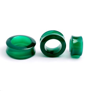 Green Onyx tunnels, double flare stone plug tunnels gauges 4mm (6g) - 30mm (1.18”) tunnels and plugs stretched ear jewelry, PRICE PER SINGLE