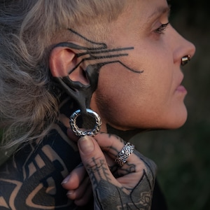 Carved weights hoops, hoop hangers for stretched ears 4mm (6g), 6mm (2g) hoops gauge earrings, ear weights and hangers, PRICE PER SINGLE