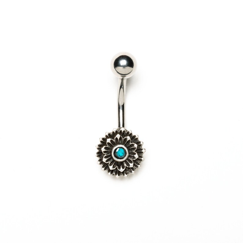 Belly Piercing Navel Jewellery Barbell Belly Flower Belly Button Ring Belly Piercing Jewellery Belly Ring Belly Bar Navel Bar Onyx