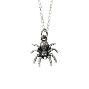 Realistic spider charm, tiny silver spider necklace comes on a chain, cute small tarantula charm necklace, alternative unisex jewellery