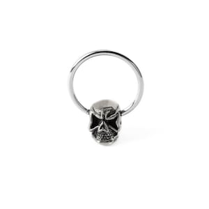 Pirate skull CBR, bead closure ring surgical steel skull piercing ring 1mm/18g, 1.2mm/16g, 1.6mm/14g, 10mm, gothic body piercing jewelry