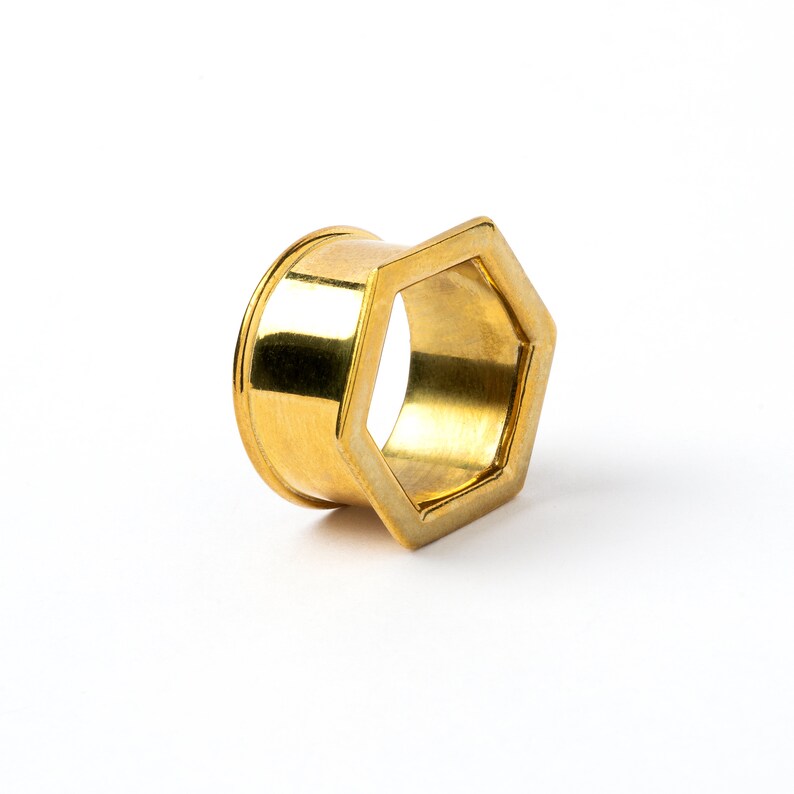 Hexagon Brass Flesh Tunnel Ear Plugs Gauge jewellery Brass Etsy