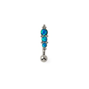 Deva floating navel piercing with Blue Opal, surgical steel belly bar 1.6mm/14g boho belly button ring with gemstone belly piercing jewelry