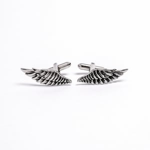 Gothic wings cufflink, hand made unique design, edgy dark jewellery for men image 1