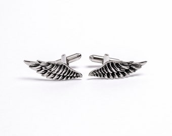 Gothic wings cufflink, hand made unique design, edgy dark jewellery for men