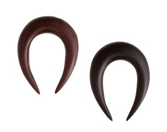 Horseshoe ear stretchers, taper gauge earrings for stretched ears 7mm/9/32” - 9mm/3/8” organic hook ear gauges, alternative gauge jewelry