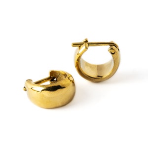 Goldene Indianer Creolen, kleine Huggies Ohrringe, chunky Creolen 15 mm, Tribal Unisex Ohrringe für Männer und Frauen