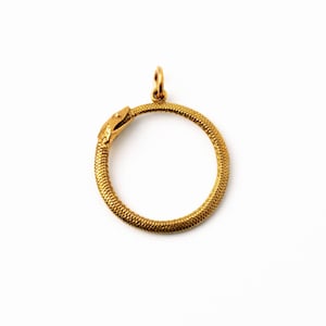 Bronze Ouroboros Pendant Necklace, infinity snake eats tail necklace, statement serpent necklace, snake ouroboros jewelry, Death and Rebirth