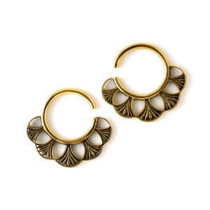 Citra fan hoop hangers, antique gold boho ear weights hoops for stretched ears 3mm (8g) hoops gauge earrings, gauge jewelry PRICE PER SINGLE