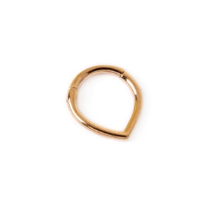 Rose Gold teardrop septum clicker, surgical steel hinged segment piercing ring 1.2mm/16g daith clicker hoop tragus, helix, cartilage, rook
