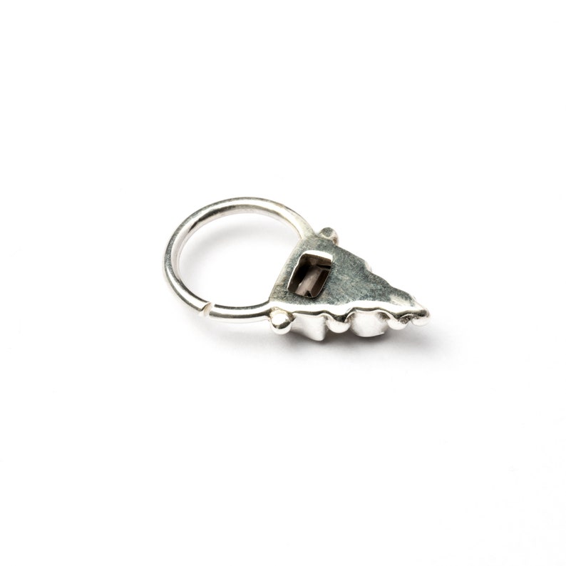 Silver Nose Ring Septum jewelry,Boho Septum Septum Nose Ring Helix Silver Septum Ring with Turmaline and Amethyst Cartilage UK Tragus