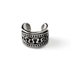 Serpentine ear cuff, tribal geometric huggie ear cuff no piercing, helix, cartilage, conch  wrap earring, boho ethnic jewellery for women