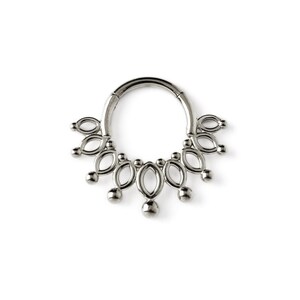 Flower petal septum clicker, surgical steel hinged segment ring fit as a tragus, helix, cartilage, click on septum jewelry size 1.2mm (16g)