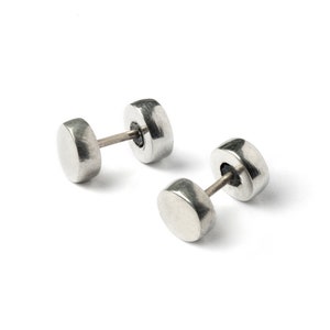 Silver brass fake plug earrings, minimalist fake gauges, tribal unisex stud earrings, fake gauge jewelry PRICE PER SINGLE