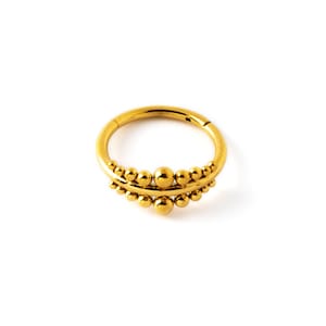 Golden Somsak septum clicker ring, surgical steel hinged segment click on hoop piercing septum ring 16g, 6mm, 8mm, 10mm, septum jewelry