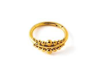 Anillo de aro para tabique nasal Somsak, de acero quirúrgico con bisagras, con cierre de clic, 16 g, 6 mm, 8 mm y 10 mm.