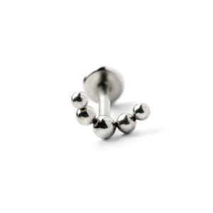 Almora Stud Piercing surgical steel hypoallergenic labret stud 16g, 18g, 6mm, 8mm, flat back earring fit as tragus, helix, cartilage, conch