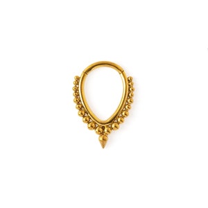 Brenna Spikes septumclicker, gouden chirurgischstalen scharnierende segmentring 1,2 mm/16 g, klikring, alternatieve septumsieraden