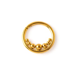 Gold Newton septum clicker ring, surgical steel piercing ring 1.2mm (16g), 6mm, 8mm, 10mm hinged segment ring for tragus, helix, cartilage