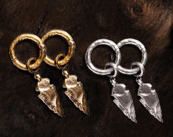 Oorhangers met pijlpuntvormige gewichtjes, oorhangers voor opgerekte oren 3 mm (8 g), 4 mm (6 g) hangende klikoorhangers