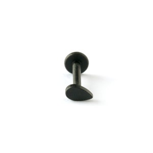 Black Teardrop Labret surgical steel internally threaded screw on flat back earring, stud piercing 16g for cartilage, tragus, helix, medusa