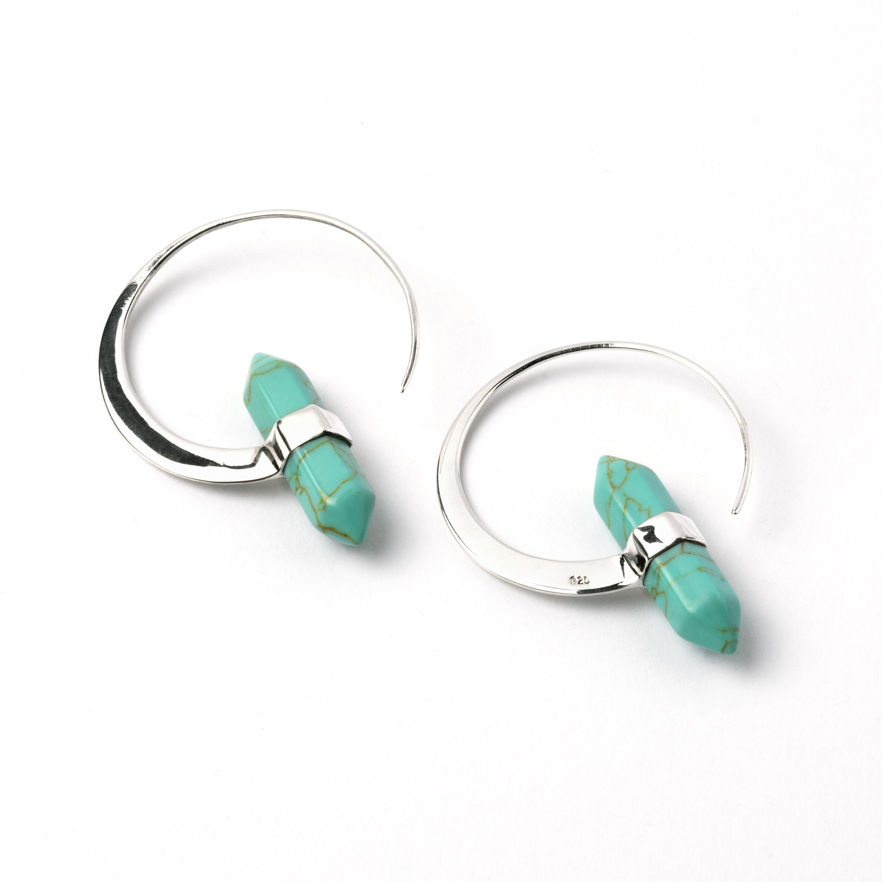 Turquoise Ear Hangers Silver Gauge EarringEar Weights Etsy
