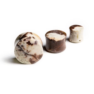 Chocolate Jasper plugs, double flare stone plugs gauges 6mm/2g-25mm/1&quot; organic natural plug tunnels stretched ears jewelry, PRICE PER SINGLE