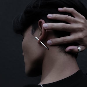 Silver spike earrings, fake gauge earrings, taper earrings faux gauges, unisex alternative earrings, fake gauge jewelry PRICE PER SINGLE