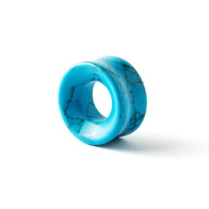 Turquoise tunnels, double flare stone ear gauges 8mm/0g-25mm/1&#39;&#39; organic natural gemstone eyelets, stretched ear jewelry, PRICE PER SINGLE