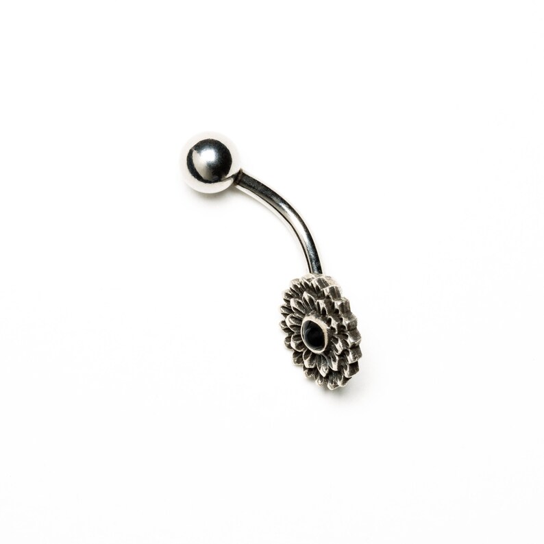 Belly Piercing Navel Jewellery Barbell Belly Flower Belly Button Ring Belly Piercing Jewellery Belly Ring Belly Bar Navel Bar Onyx