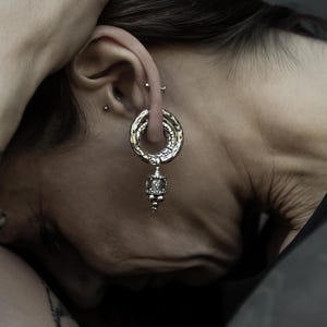 Silver Afghan ear weight hoops, ear weights hangers for stretched ears 3mm/8g, 4mm/6g ear gauges, gauge earrings dangle, PRICE PER SINGLE