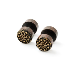 Tribal neppluggen tamarindehout oorbellen, neppe oorbellen van biologisch hout, unisex houten oorbellen, neppe sieraden PRIJS PER STUK