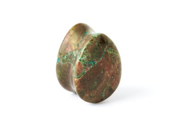 Dilatadores de jade africano en forma de lágrima, dilatadores de piedra de doble acampanado de 6 mm/2 g a 16 mm/5/8'', dilatadores naturales orgánicos, joyería estirada para orejas.