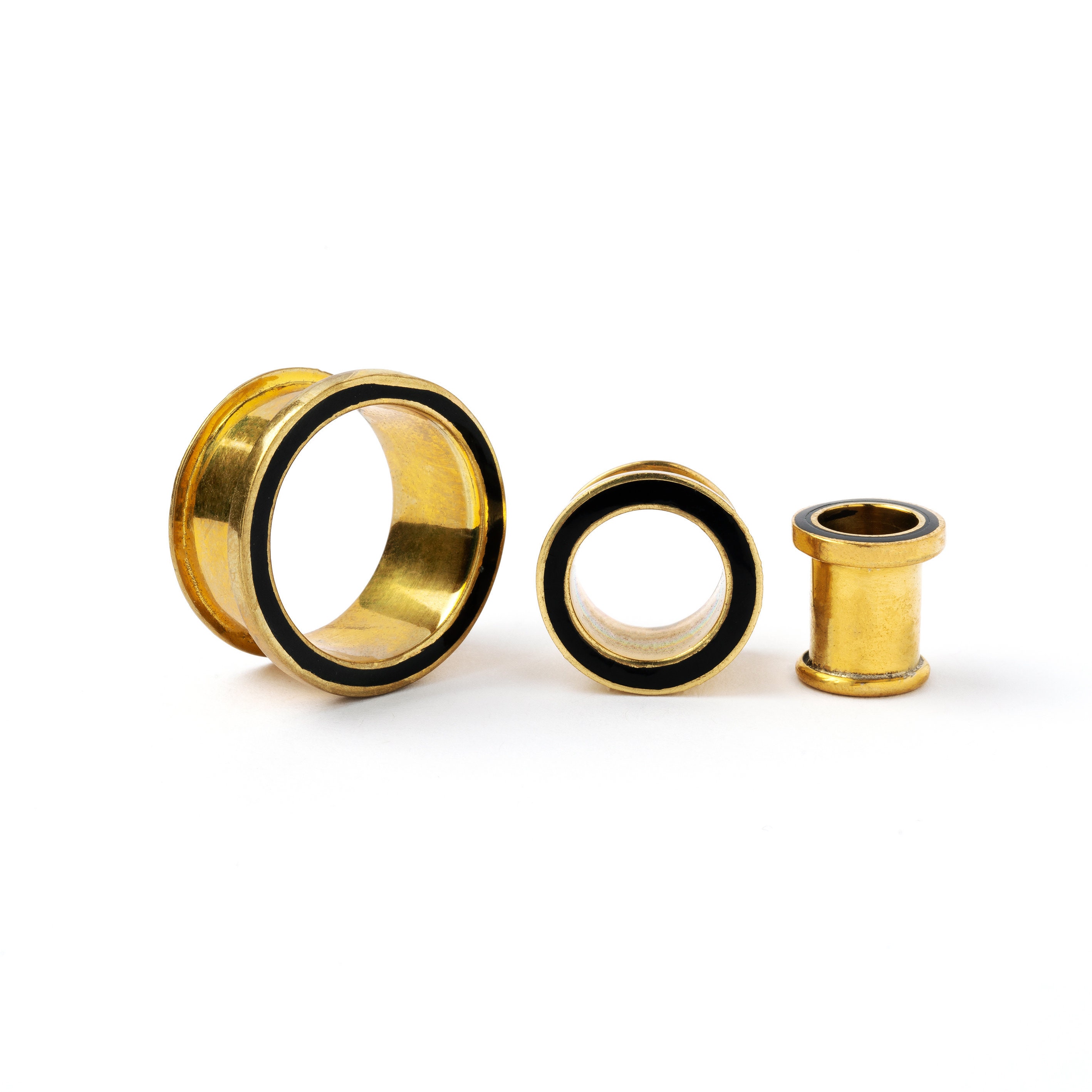Golden Ear Tunnel With Black Rim Ear Plugs Gauges 4mm 6g 20mm 13