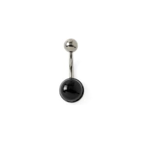 Black Onyx Belly button ring, surgical steel belly bar 1.6mm/14g, gemstone navel ring, minimalist belly ring, body piercing jewellery