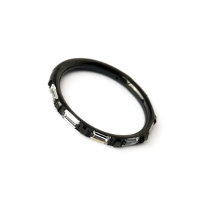 Black Septum Clicker with Crystal, surgical steel piercing ring 1.2mm (16g), 8mm, 10mm hinged segment ring for tragus, helix, cartilage