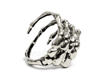 Statement Skeleton hand cuff bracelet, Gothic and edgy unisex statement jewelry