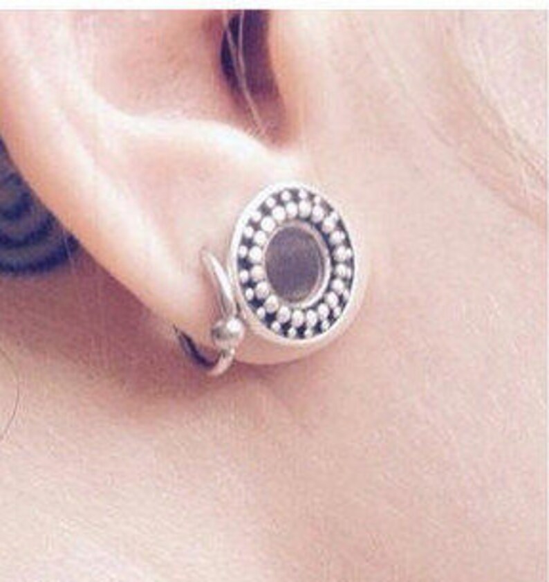 Sterling Silver Ear Tunnels Geometric Hand Carved Gauge Etsy