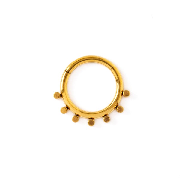 Alya septum clicker ring, gold surgical steel hinged segment septum ring 1.2mm/16g, 6mm, 8mm, 10mm piercing ring, minimal septum jewelry