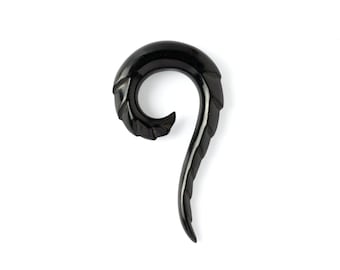Armadillo Hook Ear Stretcher, taper gauge earrings for stretched ears 2mm (12g) - 12mm (1/2”) tribal ear gauges jewelry
