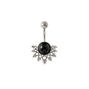 Tarita Onyx Belly Bar, 316L surgical steel belly button ring, belly piercing 1.6mm (14g), boho tribal body piercing jewelery